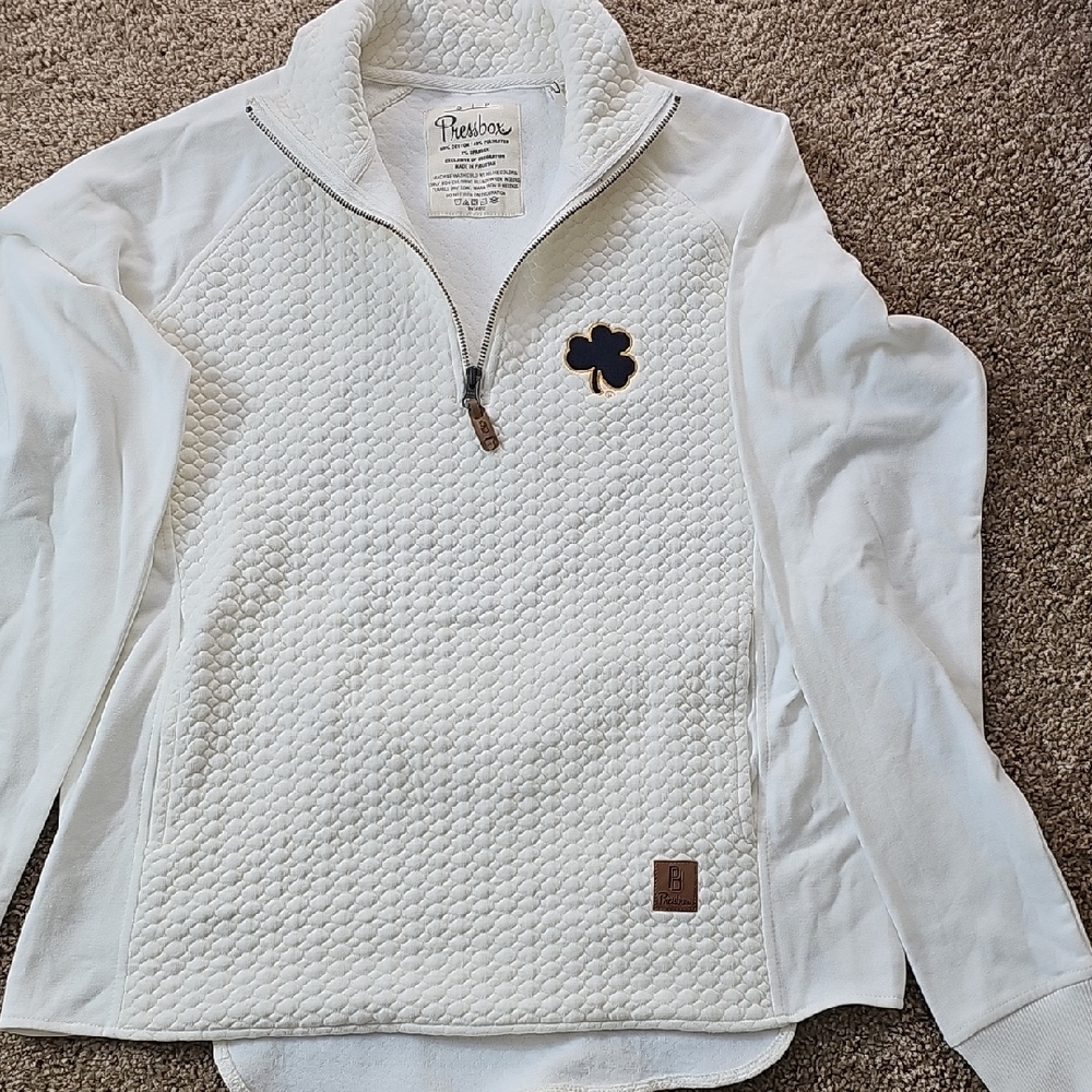 Pressbox White Textured Quarter-Zip Women's Sweater